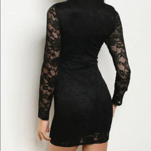 MAYBE WANG NWT NEW WOMENS BLACK DRESS MINI LACE WINTER WOMEN TOPS DRESSES SIZE L - Picture 3 of 6